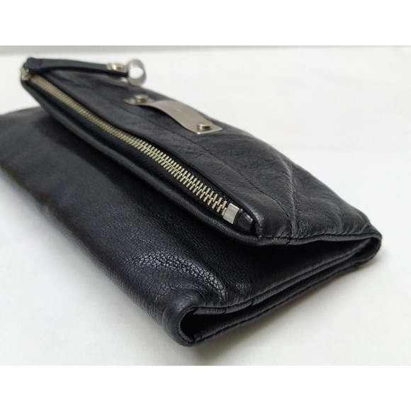 Kenneth Cole Black Leather Zipper Pocket Credit Card ID Window Trifold Wallet - Picture 8 of 13